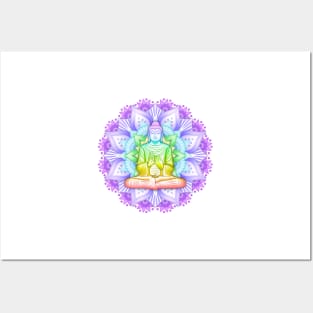 Color Mandala with Buddha Posters and Art